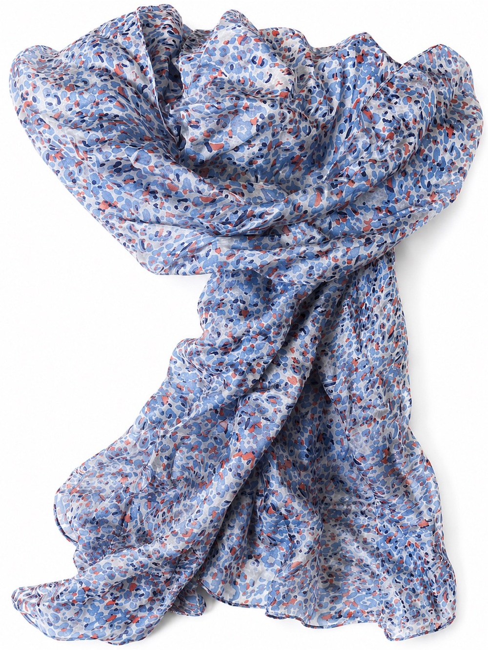 Pure Silk Long Scarf Blue Abstract print  Olsen